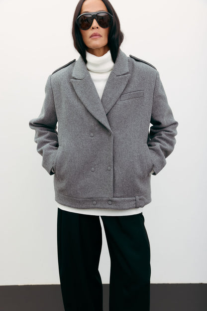 THE LACE Пальто-жакет вовняне сіре