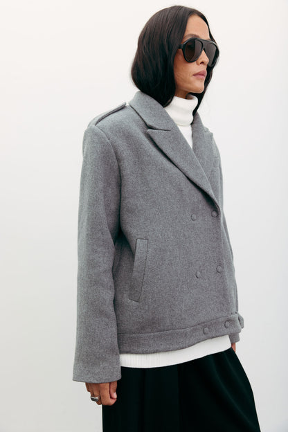 THE LACE Пальто-жакет вовняне сіре