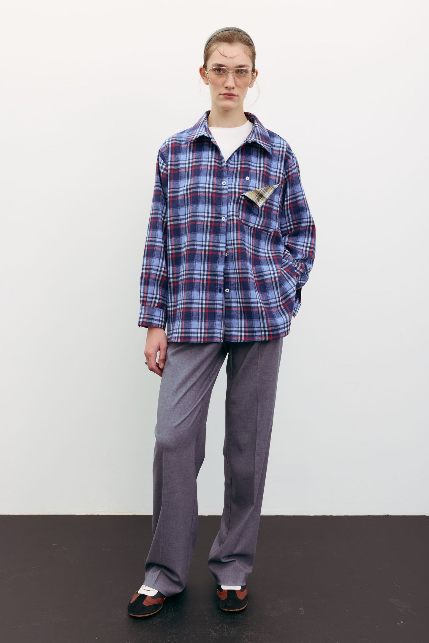 THE LACE Жiночa сорочка в клітинку з декоративною кишенею