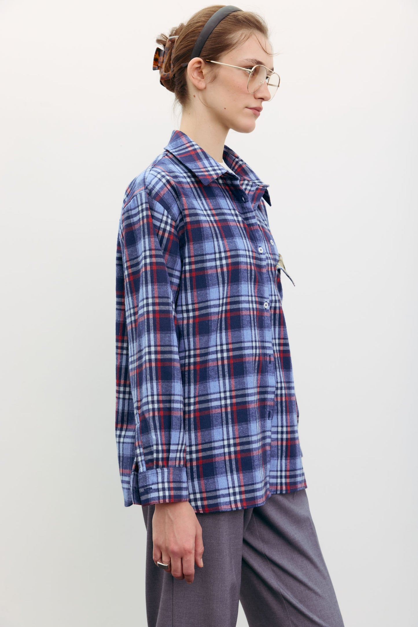 THE LACE Жiночa сорочка в клітинку з декоративною кишенею