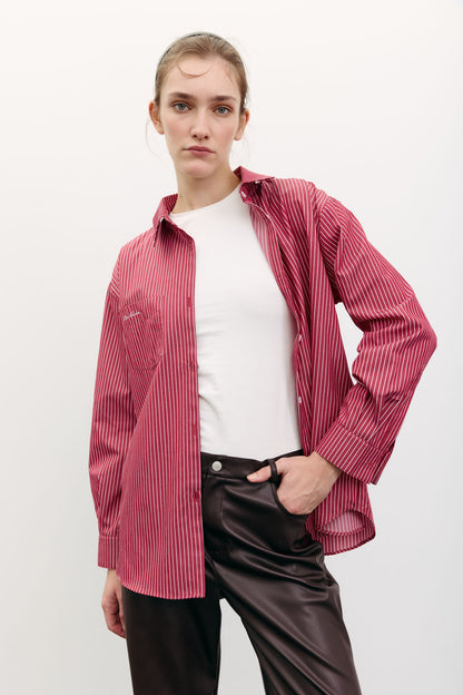 THE LACE Жiночa сорочка оверсайз з вишивкою на кишені