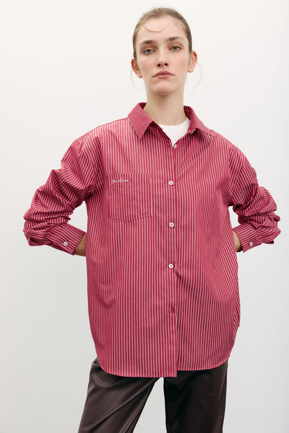 THE LACE Жiночa сорочка оверсайз з вишивкою на кишені