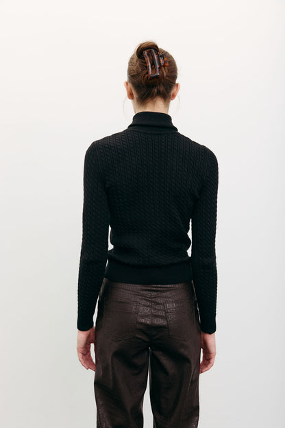 THE LACE Жiночa водолазка з фактурним візерунком чорна