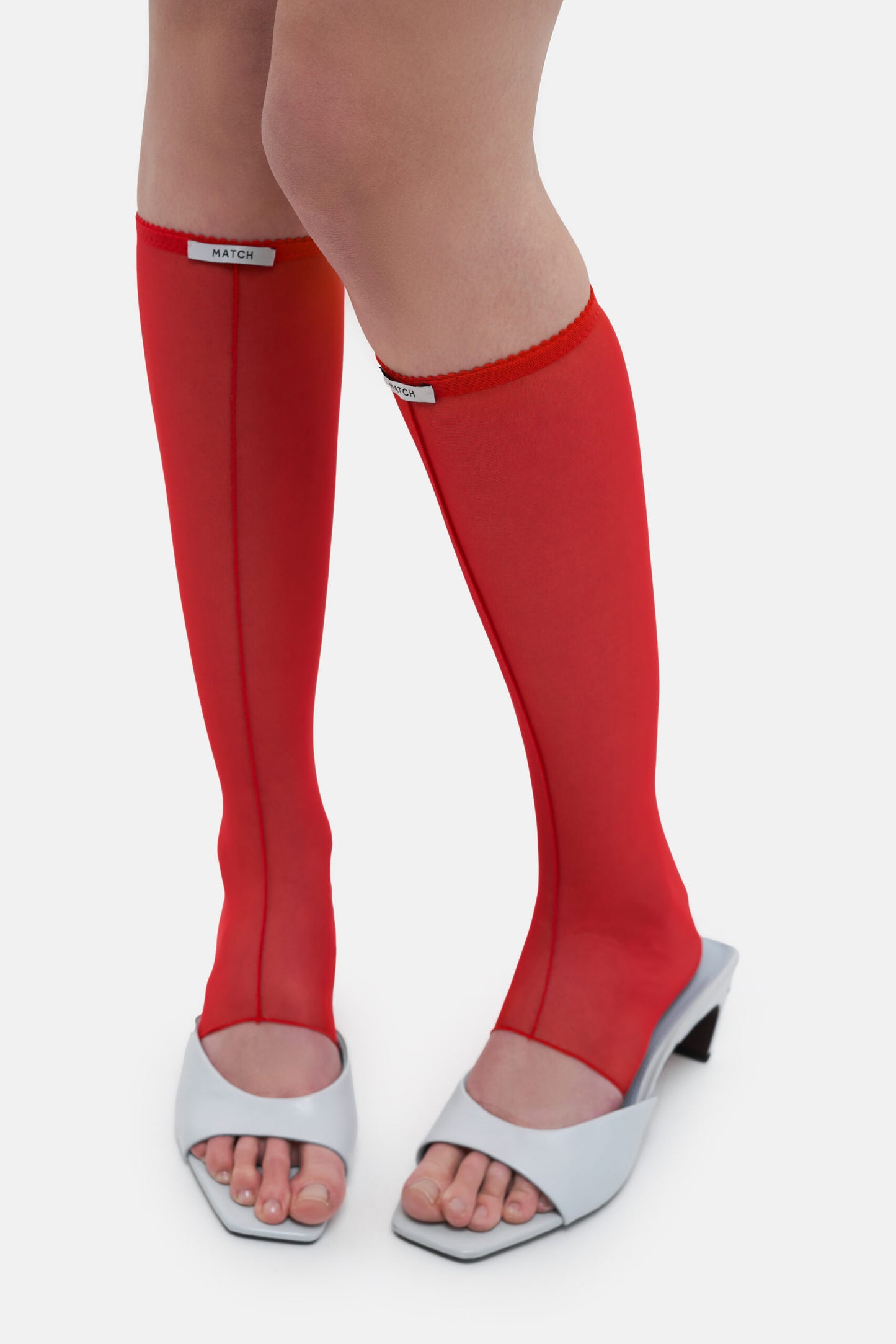 MATCH DENIM Red Knee-High Socks