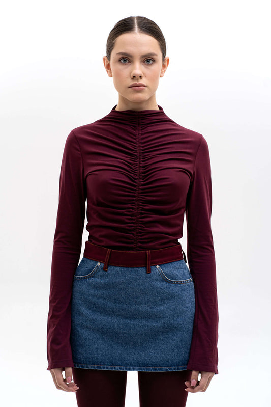 MATCH DENIM Bordo Drape Longsleeve Top